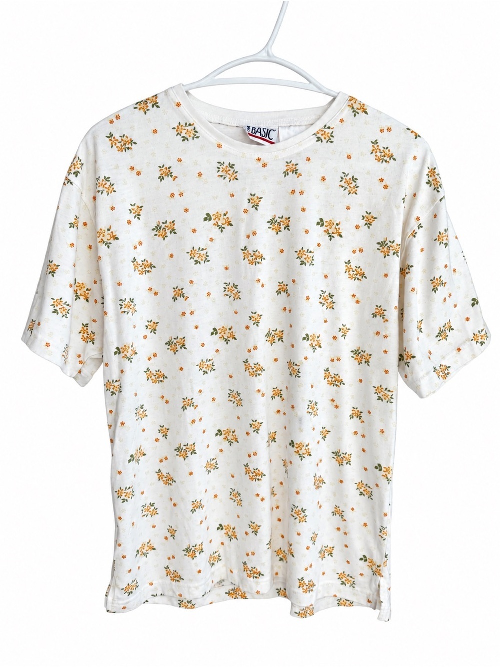 Vintage Basic Floral Ditsy Print T-Shirt Women’s Medium Cottagecore 90s Style